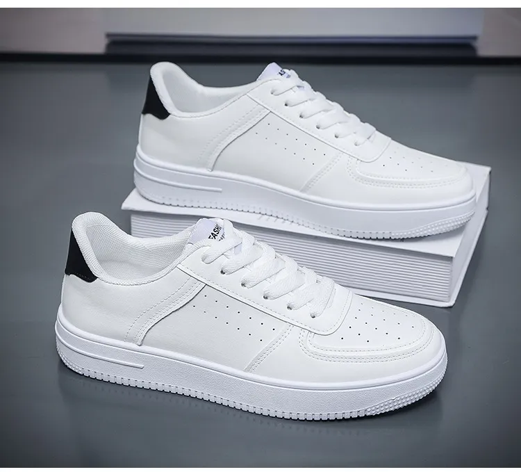 Men's Breathable White Sneakers - Korean Style Trendy Thick-Soled Sports Leisure Shoes for Male Students - Versatile Fashion Sneakers showcase 19