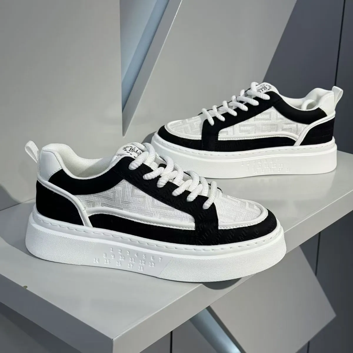 Men's White Sneakers - Winter Breathable Trendy Casual Shoes for Teenagers, Non-Slip Sports Thick-Soled Height Increasing Fashion Sneakers showcase 4