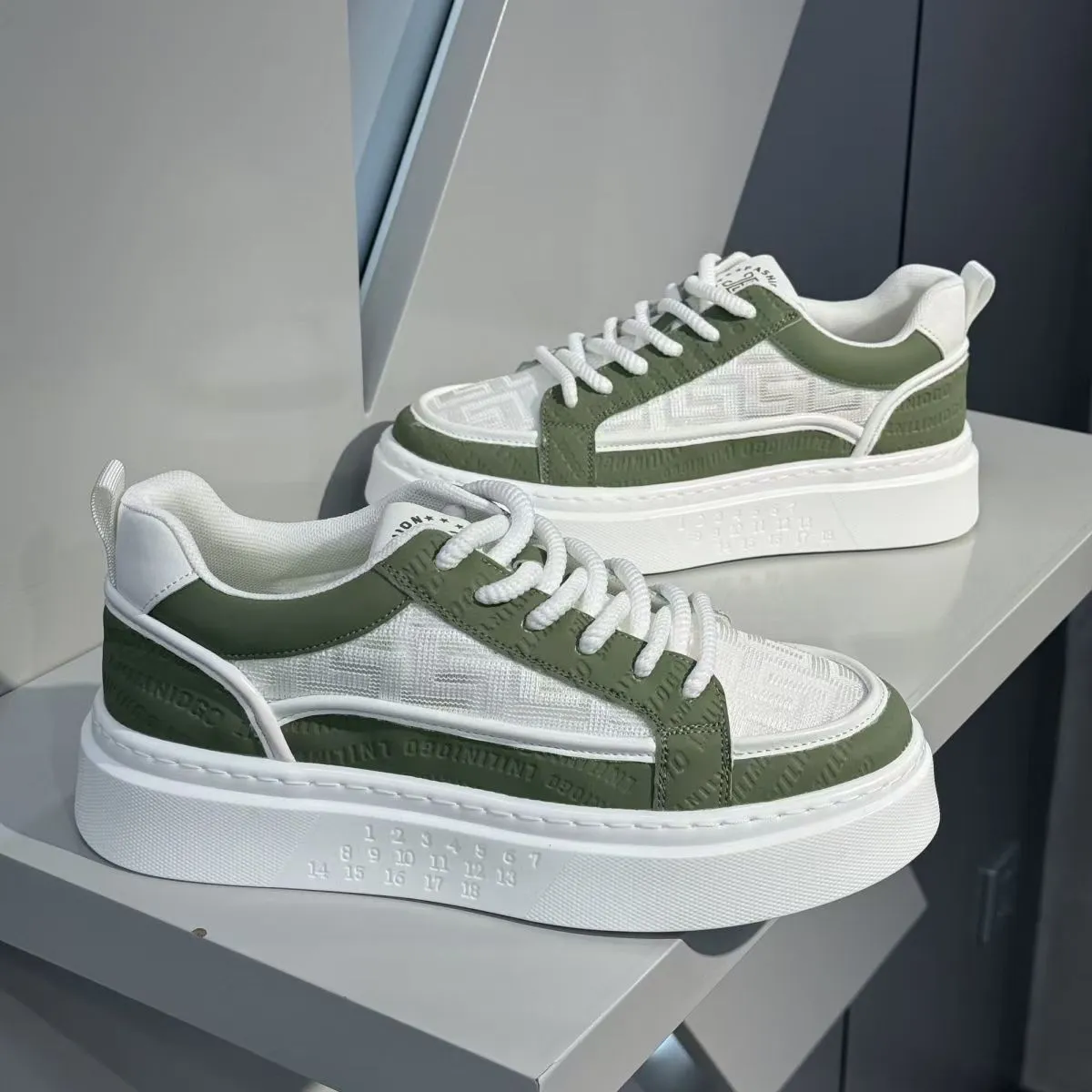 Men's White Sneakers - Winter Breathable Trendy Casual Shoes for Teenagers, Non-Slip Sports Thick-Soled Height Increasing Fashion Sneakers showcase 6