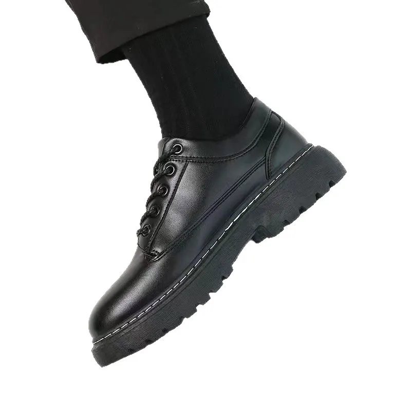 Men's Leather Dress Shoes - Formal Business Lace-Up Oxfords - Versatile British Style Work Shoes for Autumn, Black thumbnail 5