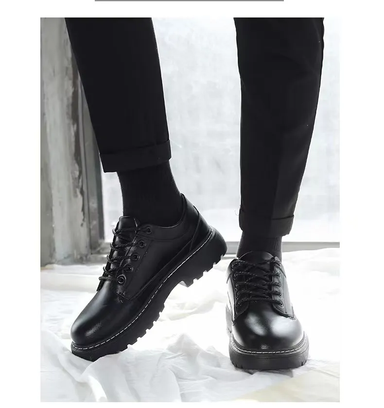 Men's Leather Dress Shoes - Formal Business Lace-Up Oxfords - Versatile British Style Work Shoes for Autumn, Black showcase 7