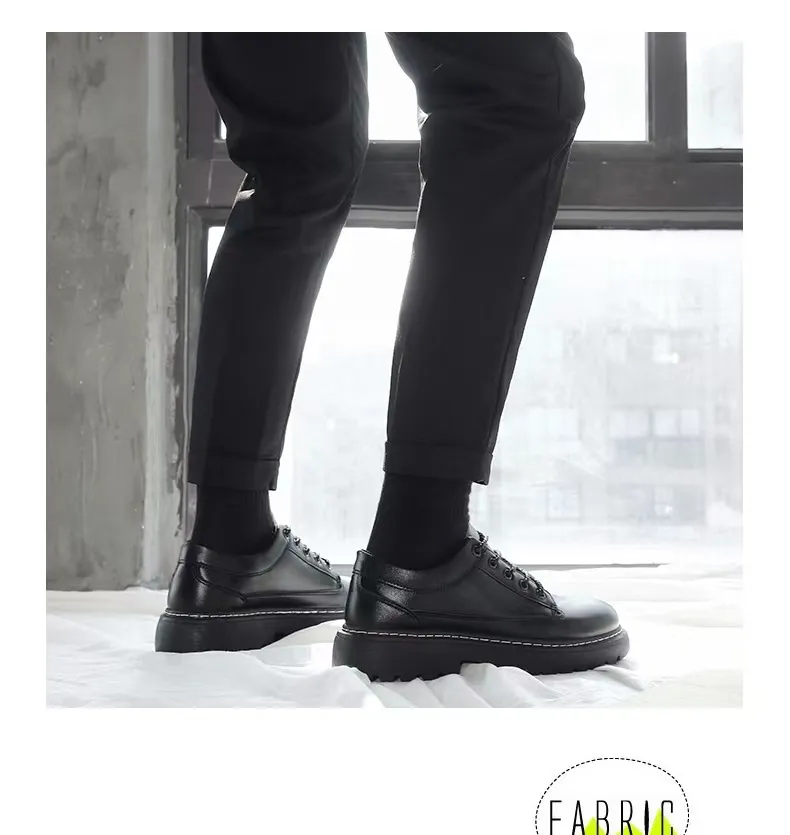 Men's Leather Dress Shoes - Formal Business Lace-Up Oxfords - Versatile British Style Work Shoes for Autumn, Black showcase 8