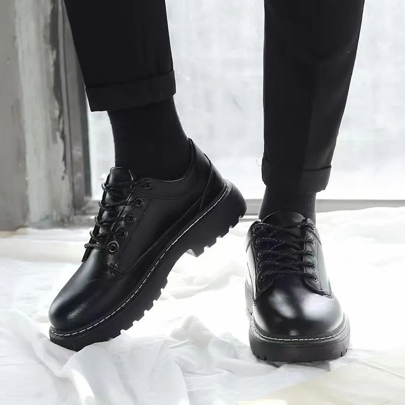 Men's Leather Dress Shoes - Formal Business Lace-Up Oxfords - Versatile British Style Work Shoes for Autumn, Black thumbnail 2