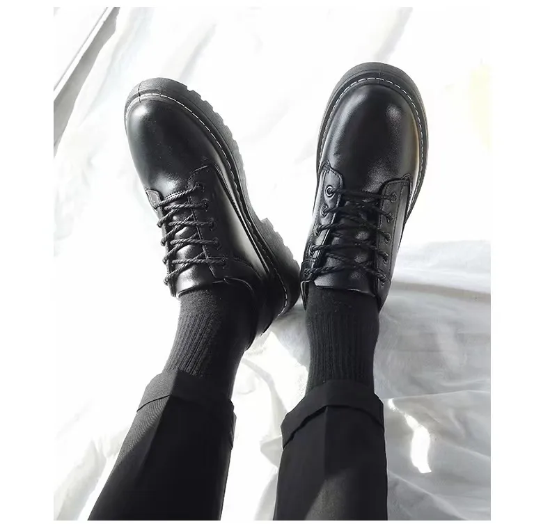Men's Leather Dress Shoes - Formal Business Lace-Up Oxfords - Versatile British Style Work Shoes for Autumn, Black showcase 4
