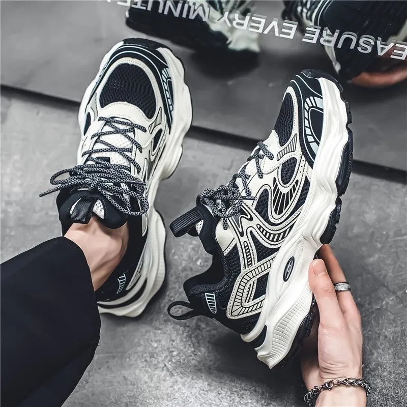 Men's Breathable Mesh Sneakers 2025 Spring New Trendy Thick-Soled Casual Walking Shoes All-Match Fashionable Footwear for Men thumbnail 7