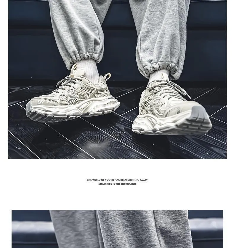 Men's Breathable Mesh Sneakers 2025 Spring New Trendy Thick-Soled Casual Walking Shoes All-Match Fashionable Footwear for Men showcase 12