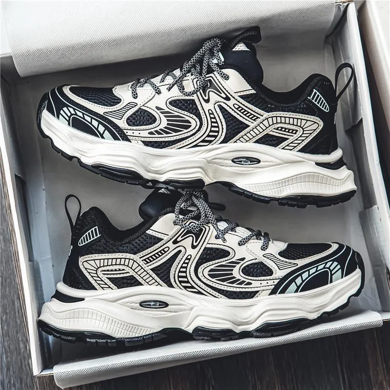 Men's Breathable Mesh Sneakers 2025 Spring New Trendy Thick-Soled Casual Walking Shoes All-Match Fashionable Footwear for Men thumbnail 3