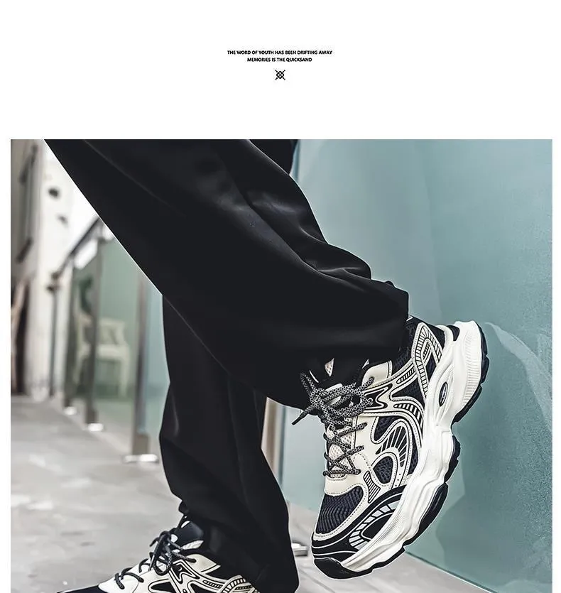 Men's Breathable Mesh Sneakers 2025 Spring New Trendy Thick-Soled Casual Walking Shoes All-Match Fashionable Footwear for Men showcase 1