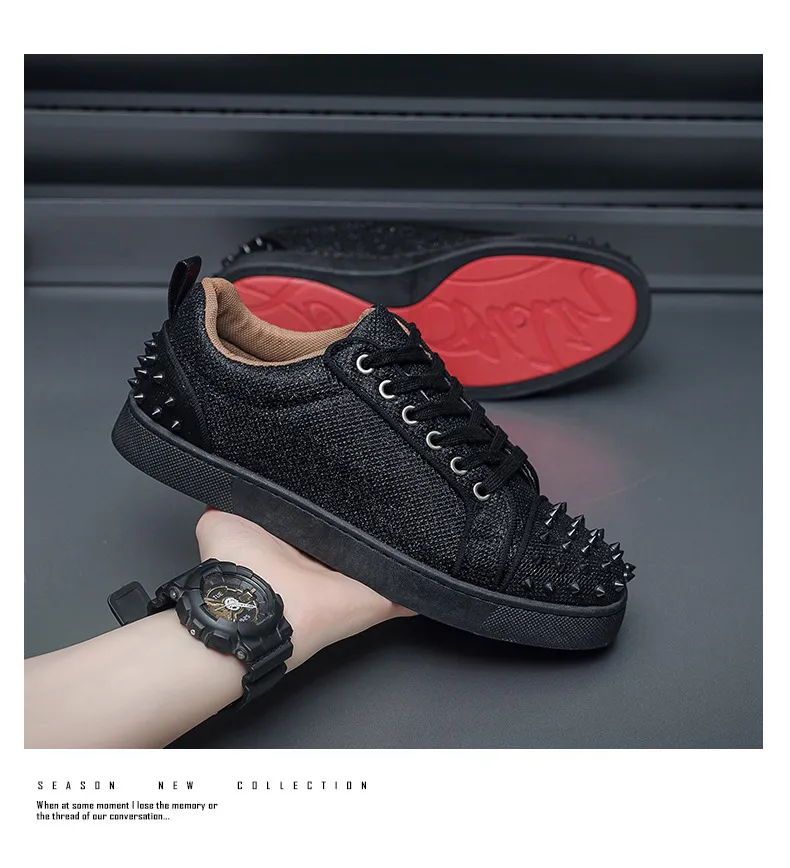 Men's Red Bottom Rivet Sneakers - European Fashion Casual Shoes - Trendy Hot Drilling Design - Stylish Men's Footwear showcase 14