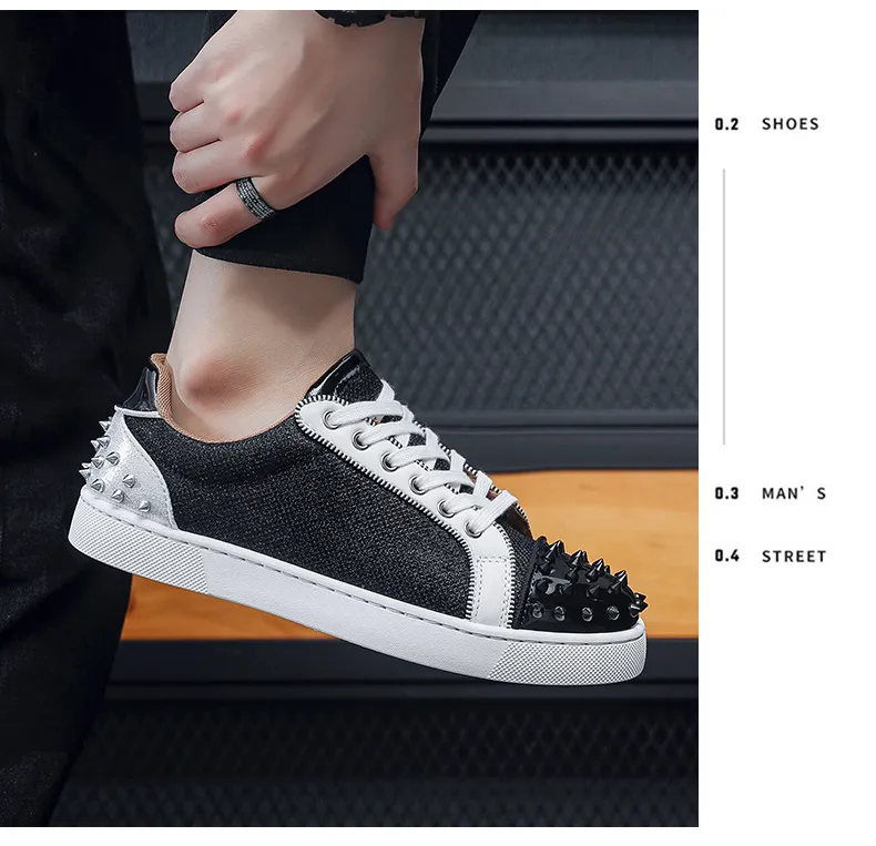 Men's Red Bottom Rivet Sneakers - European Fashion Casual Shoes - Trendy Hot Drilling Design - Stylish Men's Footwear showcase 10