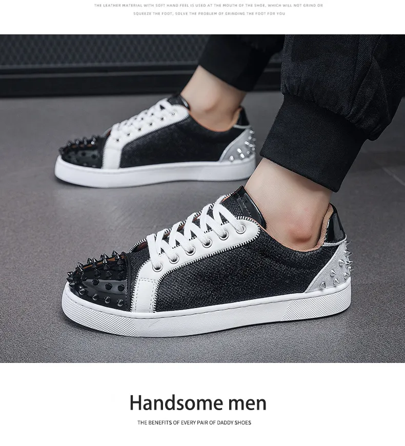 Men's Red Bottom Rivet Sneakers - European Fashion Casual Shoes - Trendy Hot Drilling Design - Stylish Men's Footwear showcase 7