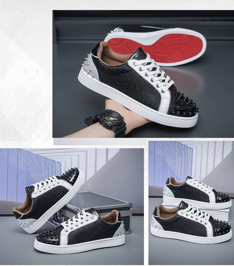 Men's Red Bottom Rivet Sneakers - European Fashion Casual Shoes - Trendy Hot Drilling Design - Stylish Men's Footwear showcase 2
