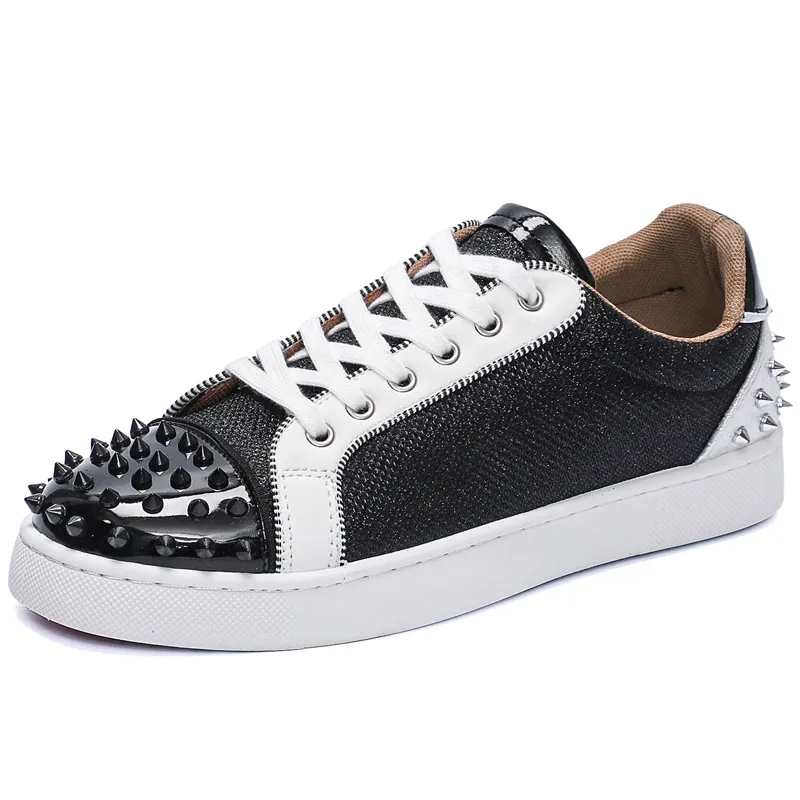 Men's Red Bottom Rivet Sneakers - European Fashion Casual Shoes - Trendy Hot Drilling Design - Stylish Men's Footwear thumbnail 5