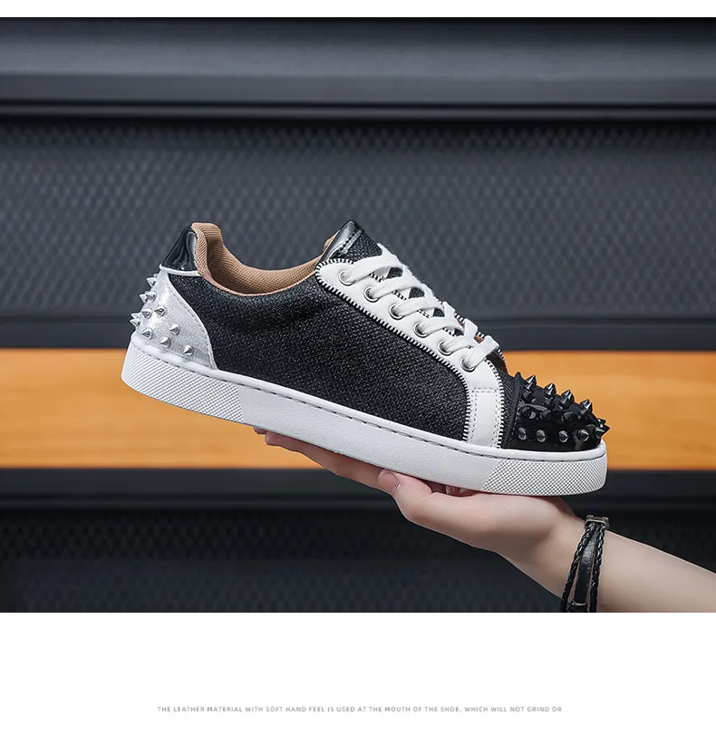 Men's Red Bottom Rivet Sneakers - European Fashion Casual Shoes - Trendy Hot Drilling Design - Stylish Men's Footwear showcase 11