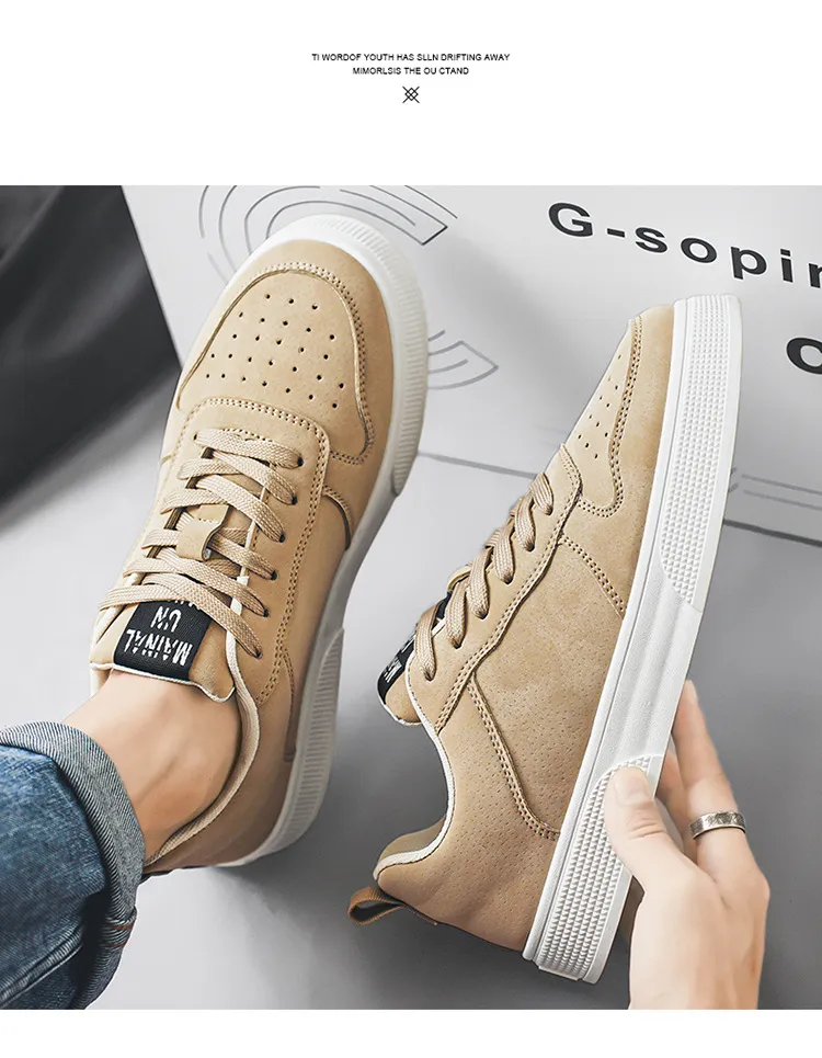 Men's Leather Sneakers Large Size 2025 Model - Fashionable Versatile Soft Sole Casual Sports Shoes for All Seasons showcase 3
