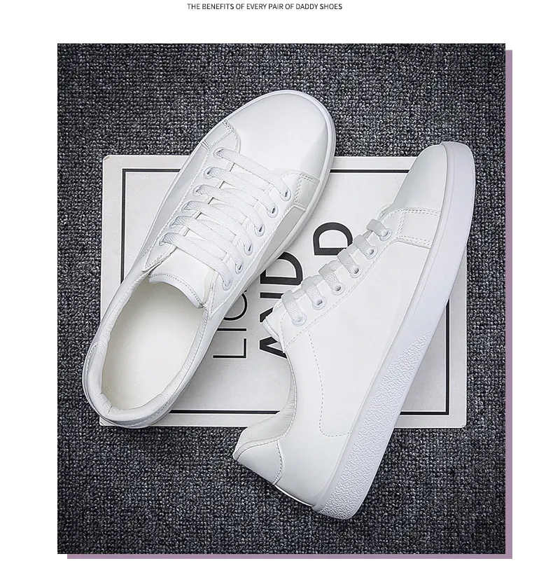 Men's White Fashion Sneakers 2026 Spring Korean Style Casual Shoes Trendy Single Shoes for Young Students Comfortable Walking showcase 9