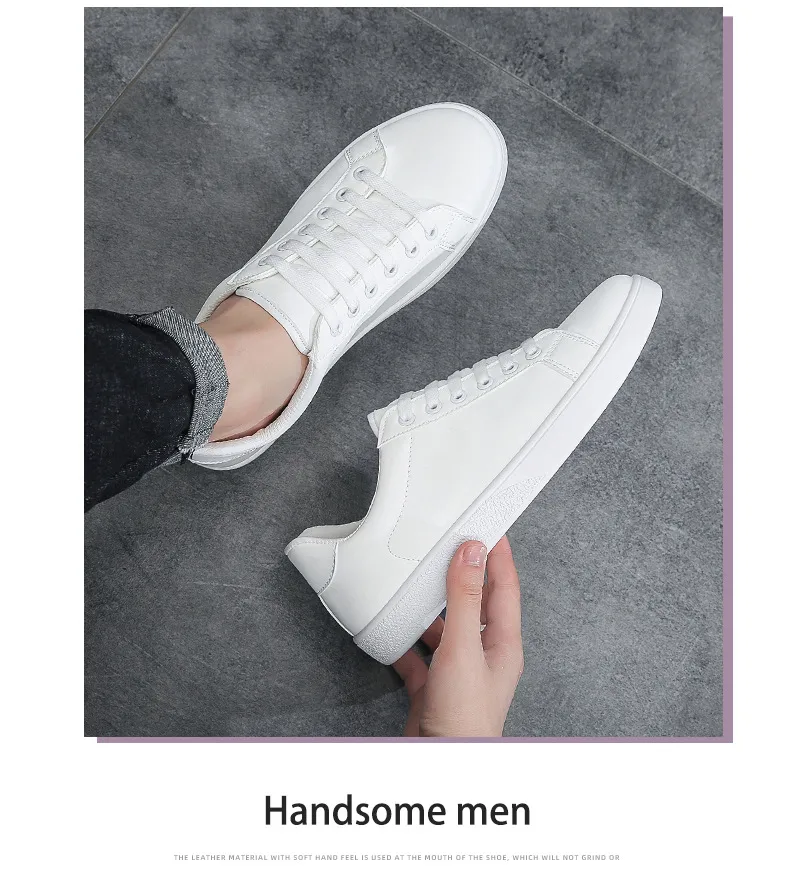 Men's White Fashion Sneakers 2026 Spring Korean Style Casual Shoes Trendy Single Shoes for Young Students Comfortable Walking showcase 6