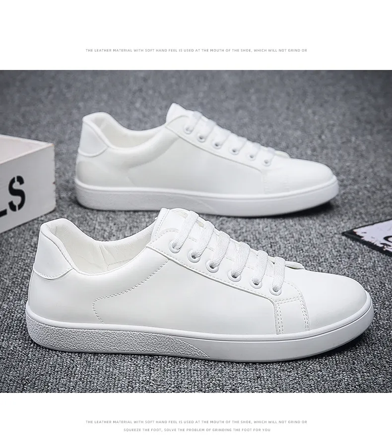 Men's White Fashion Sneakers 2026 Spring Korean Style Casual Shoes Trendy Single Shoes for Young Students Comfortable Walking showcase 10