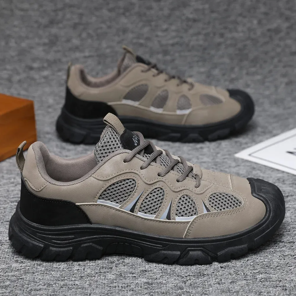 Men's Steel Toe Work Safety Shoes - Breathable Mesh, Soft Sole, Non-Slip, Wear-Resistant - Ideal for Construction, Labor, and Industrial Work thumbnail 2