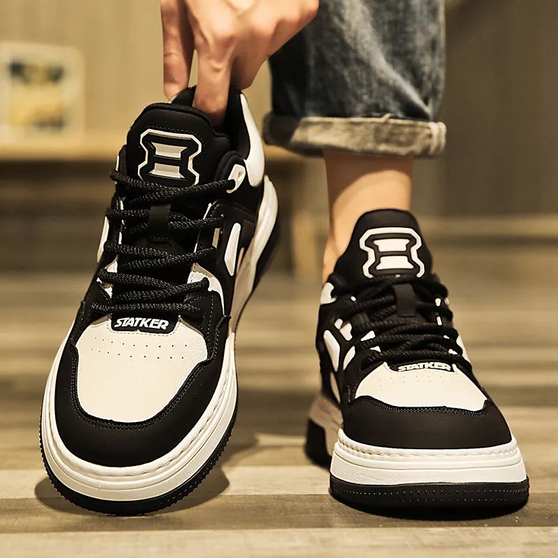 Men's Shoes Spring High-end All-match Casual Niche Black and White Panda Sneakers Youth Sports Height-increasing Small White Trendy Shoes thumbnail 1