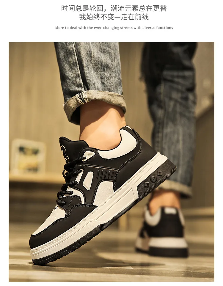 Men's Shoes Spring High-end All-match Casual Niche Black and White Panda Sneakers Youth Sports Height-increasing Small White Trendy Shoes showcase 12
