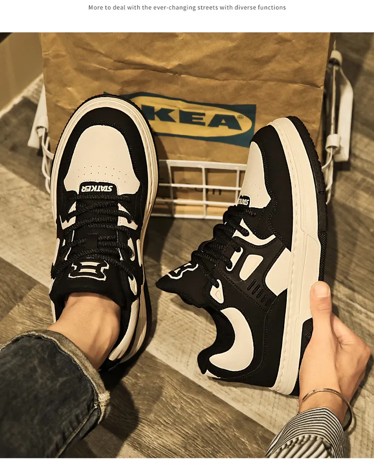 Men's Shoes Spring High-end All-match Casual Niche Black and White Panda Sneakers Youth Sports Height-increasing Small White Trendy Shoes showcase 11