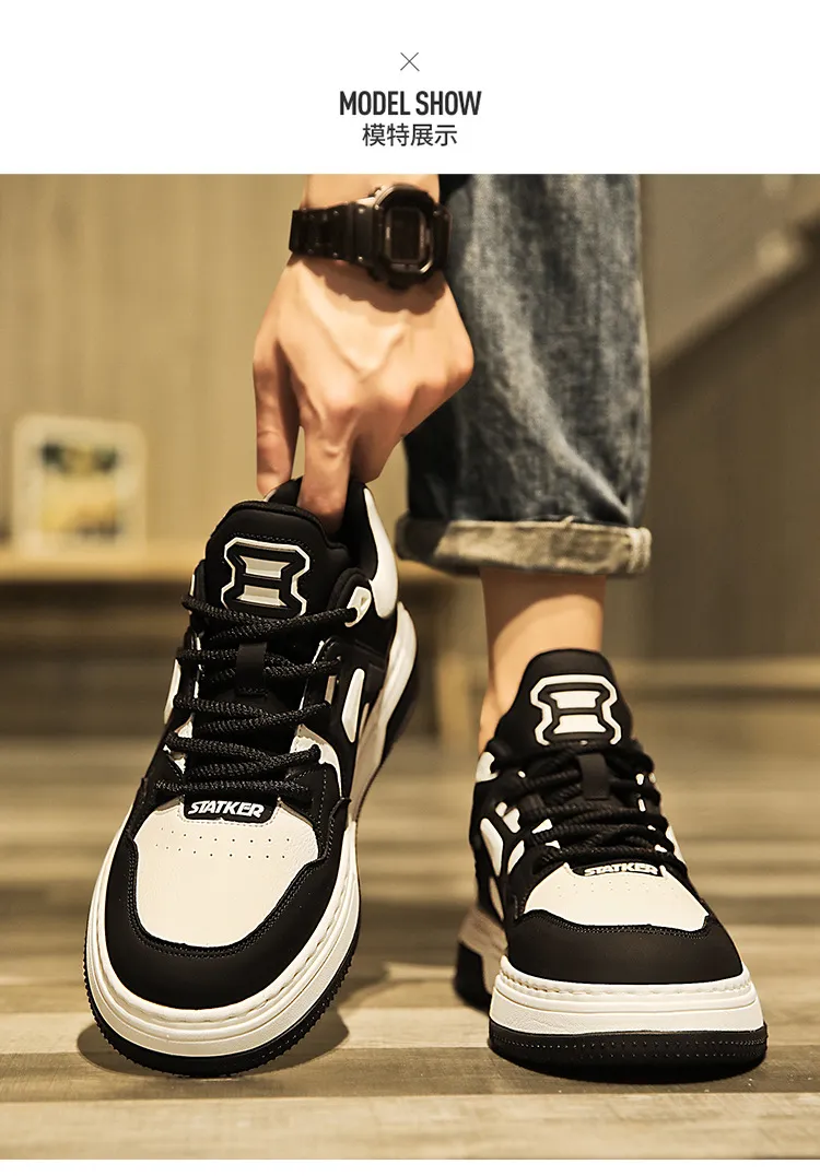 Men's Shoes Spring High-end All-match Casual Niche Black and White Panda Sneakers Youth Sports Height-increasing Small White Trendy Shoes showcase 10