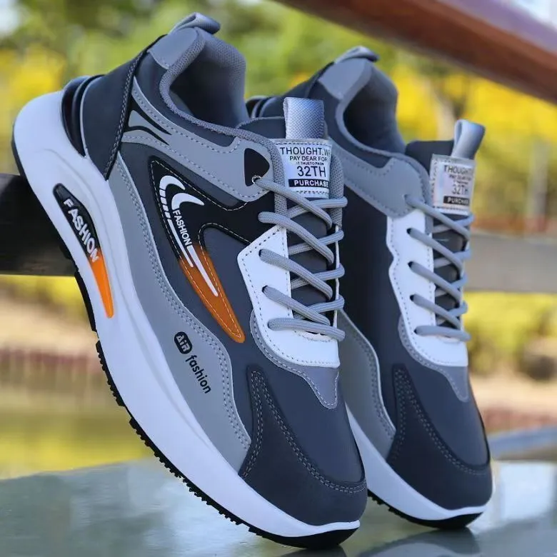 Men's Leather Waterproof Sneakers Autumn Casual Dad Shoes Soft Sole Anti-Slip Running Shoes for Men thumbnail 3