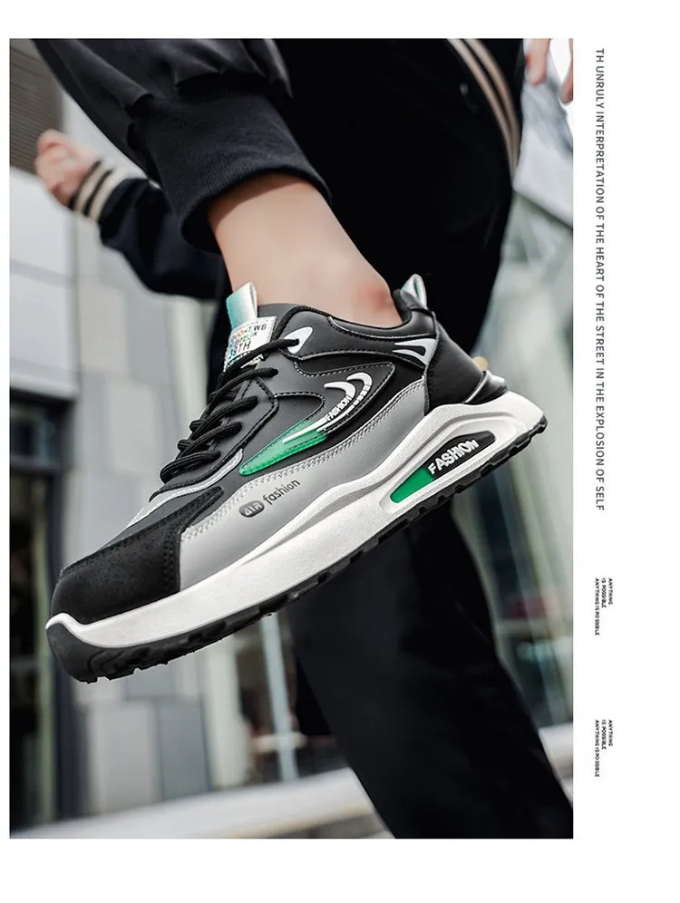Men's Leather Waterproof Sneakers Autumn Casual Dad Shoes Soft Sole Anti-Slip Running Shoes for Men showcase 4