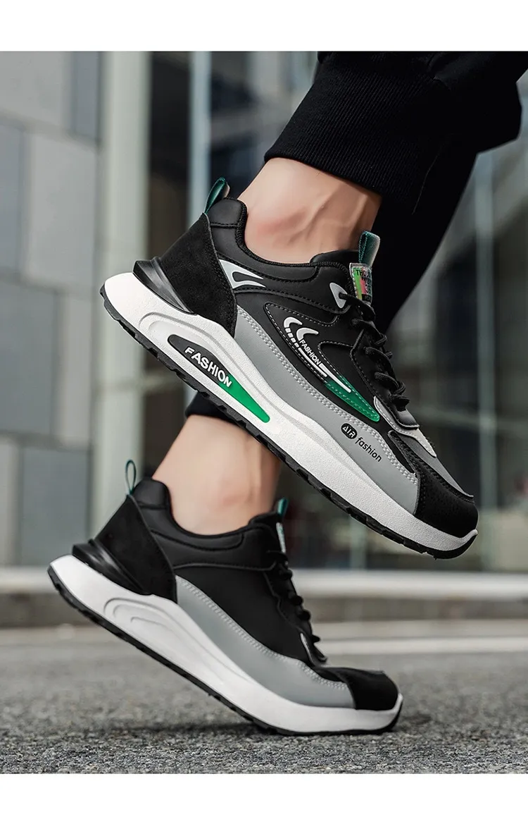 Men's Leather Waterproof Sneakers Autumn Casual Dad Shoes Soft Sole Anti-Slip Running Shoes for Men showcase 5