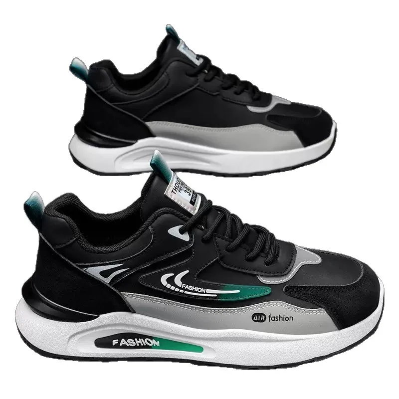 Men's Leather Waterproof Sneakers Autumn Casual Dad Shoes Soft Sole Anti-Slip Running Shoes for Men thumbnail 5