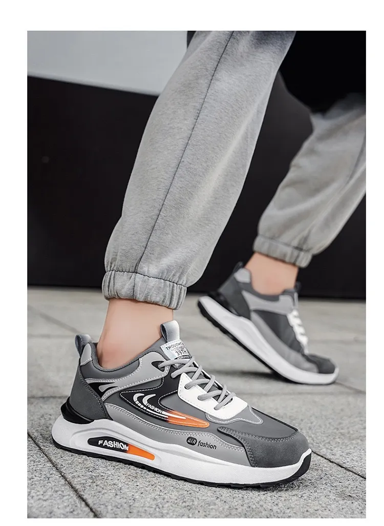 Men's Leather Waterproof Sneakers Autumn Casual Dad Shoes Soft Sole Anti-Slip Running Shoes for Men showcase 2