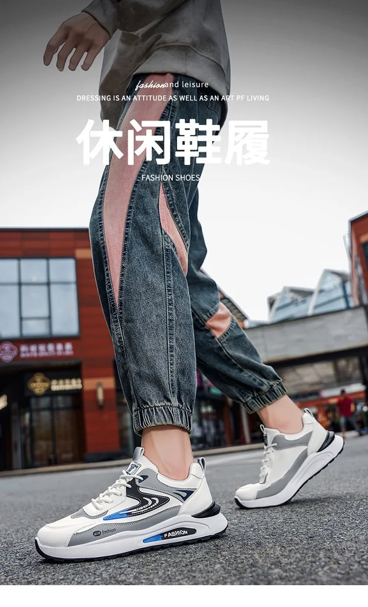 Men's Leather Waterproof Sneakers Autumn Casual Dad Shoes Soft Sole Anti-Slip Running Shoes for Men showcase 6