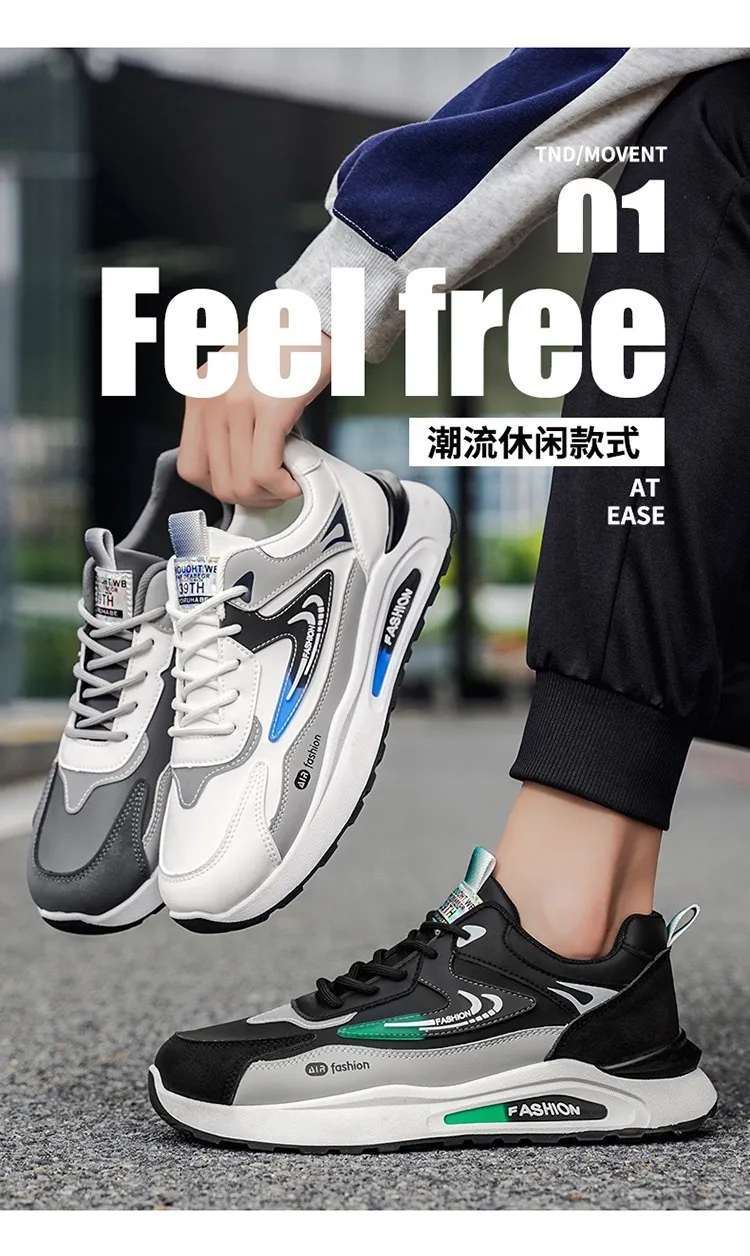 Men's Leather Waterproof Sneakers Autumn Casual Dad Shoes Soft Sole Anti-Slip Running Shoes for Men showcase 3