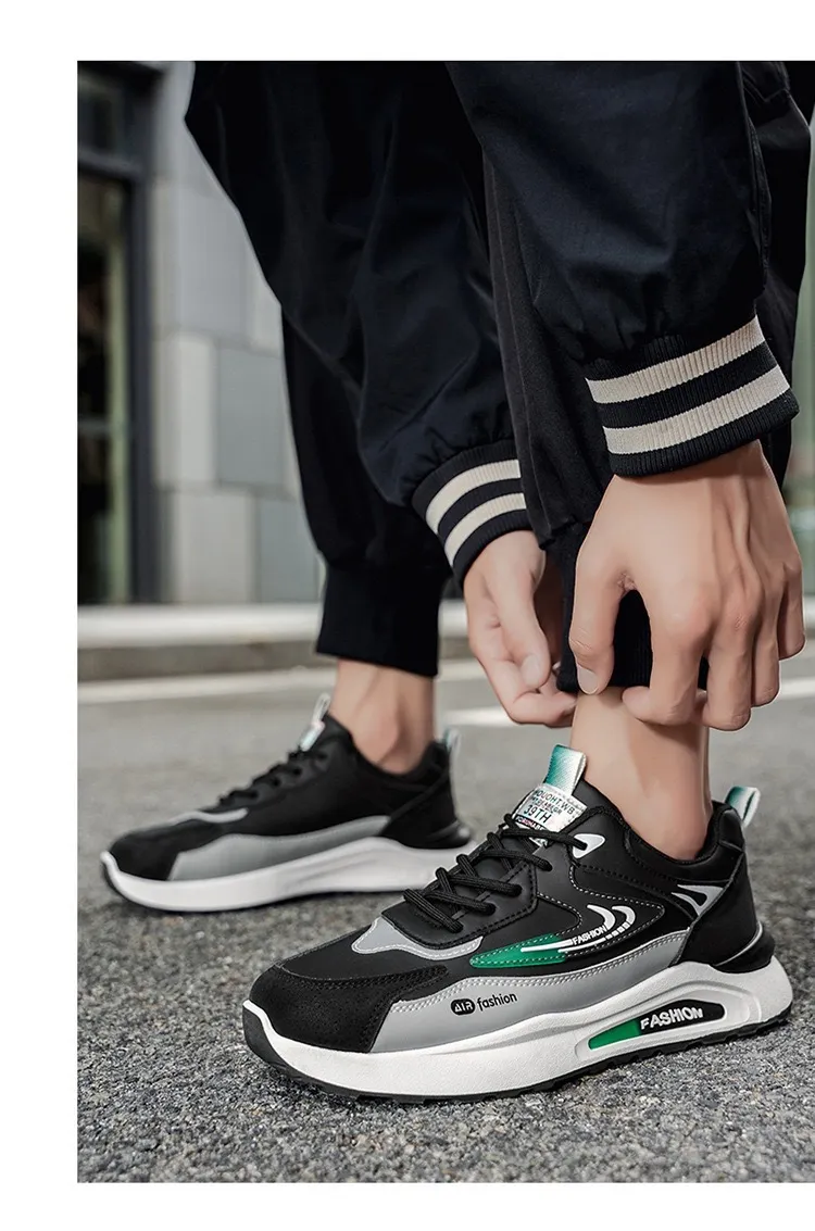 Men's Leather Waterproof Sneakers Autumn Casual Dad Shoes Soft Sole Anti-Slip Running Shoes for Men showcase 1