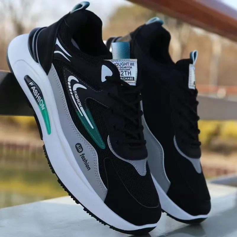 Men's Leather Waterproof Sneakers Autumn Casual Dad Shoes Soft Sole Anti-Slip Running Shoes for Men thumbnail 4