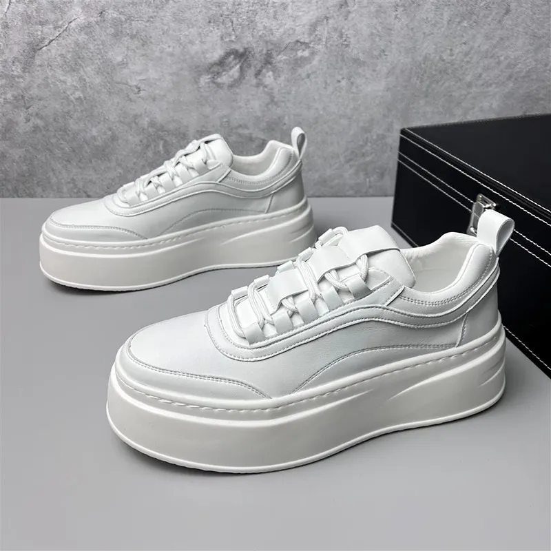 Men's White Sneakers 2023 Autumn Trendy Thick Sole Breathable Board Shoes Casual Sports Shoes Fashionable Lightweight Walking Shoes thumbnail 3