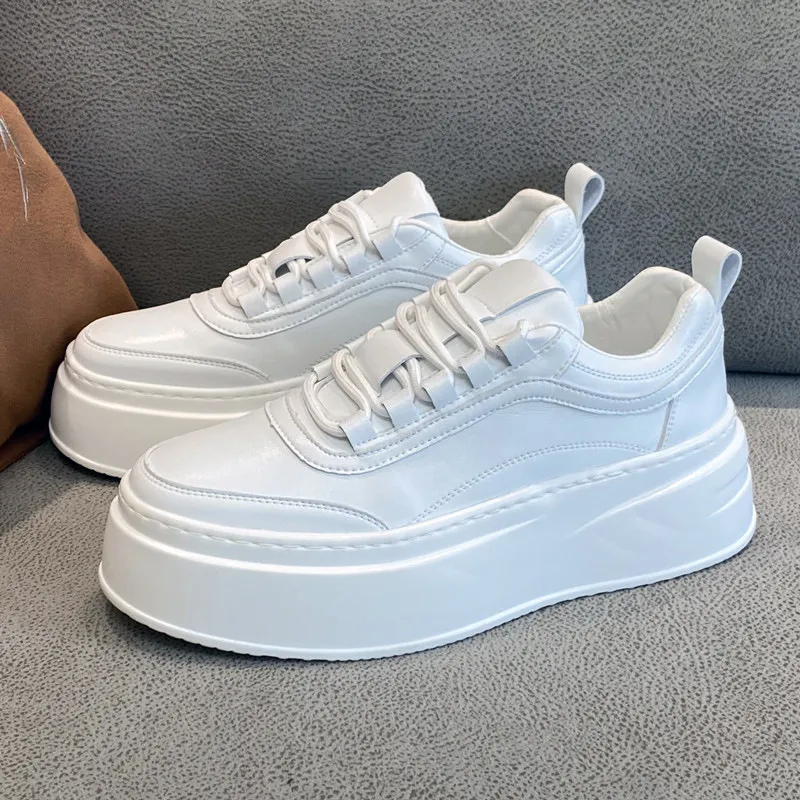 Men's White Sneakers 2023 Autumn Trendy Thick Sole Breathable Board Shoes Casual Sports Shoes Fashionable Lightweight Walking Shoes thumbnail 4