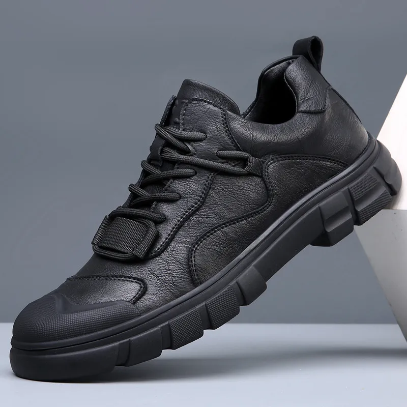 Men's Genuine Leather Casual Shoes - Breathable Versatile Trendy Sports Sneakers for Outdoor Hiking, Autumn 2025 Collection thumbnail 1
