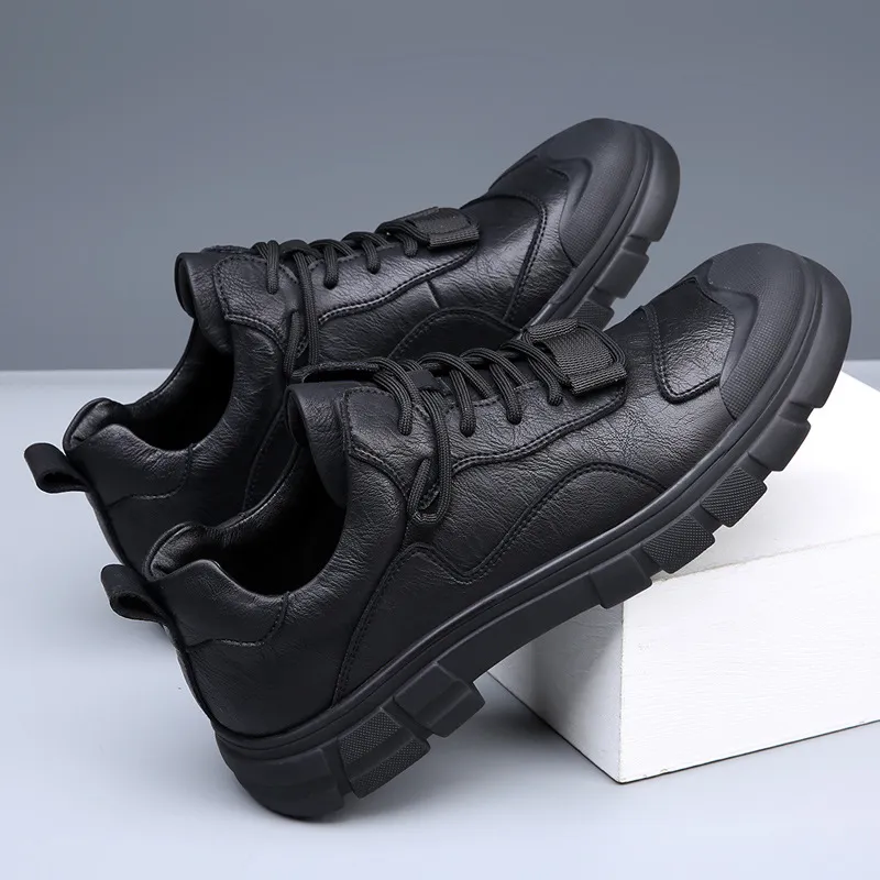 Men's Genuine Leather Casual Shoes - Breathable Versatile Trendy Sports Sneakers for Outdoor Hiking, Autumn 2025 Collection thumbnail 3