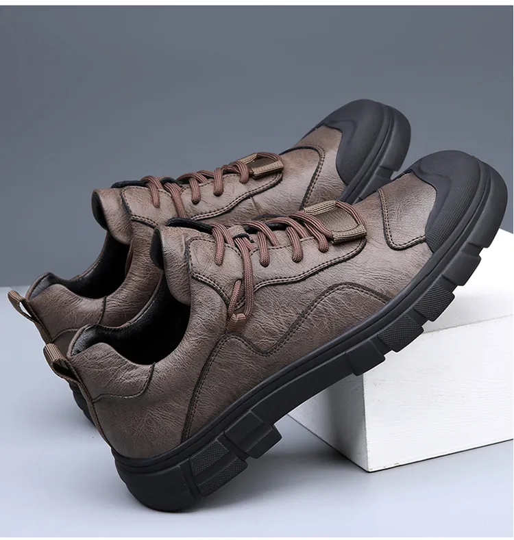 Men's Genuine Leather Casual Shoes - Breathable Versatile Trendy Sports Sneakers for Outdoor Hiking, Autumn 2025 Collection showcase 12