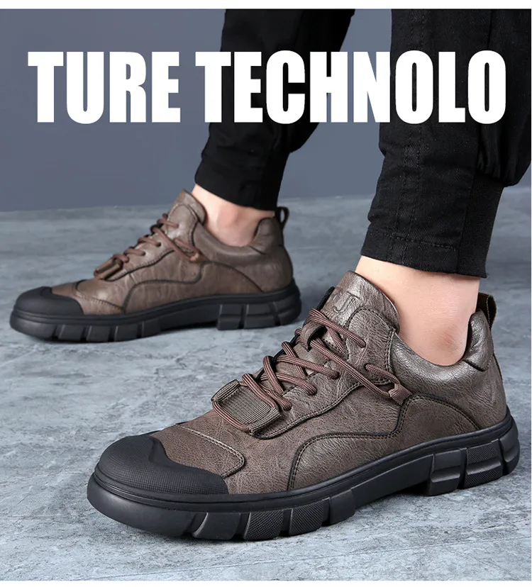 Men's Genuine Leather Casual Shoes - Breathable Versatile Trendy Sports Sneakers for Outdoor Hiking, Autumn 2025 Collection showcase 13