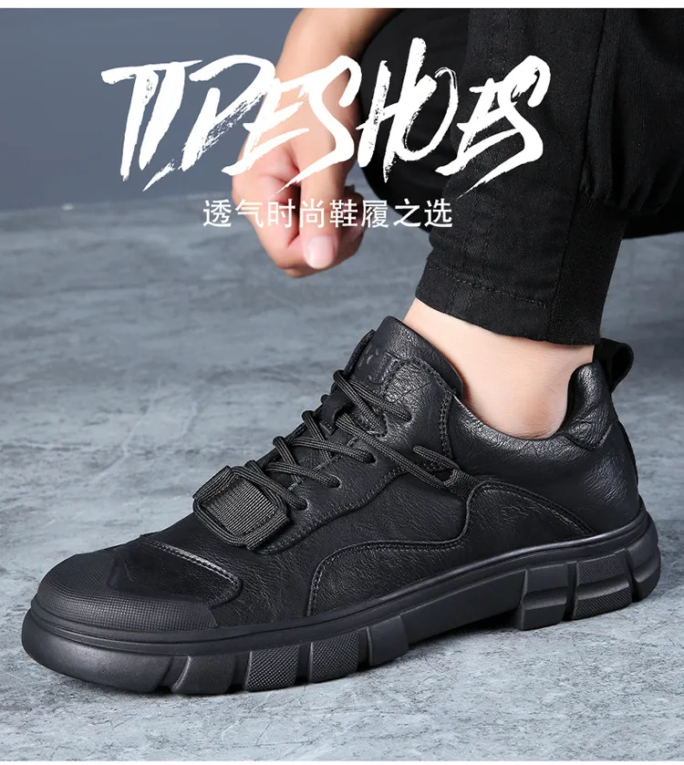 Men's Genuine Leather Casual Shoes - Breathable Versatile Trendy Sports Sneakers for Outdoor Hiking, Autumn 2025 Collection showcase 10
