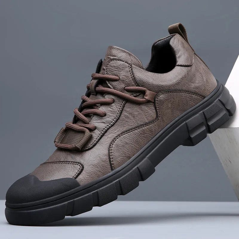 Men's Genuine Leather Casual Shoes - Breathable Versatile Trendy Sports Sneakers for Outdoor Hiking, Autumn 2025 Collection thumbnail 2
