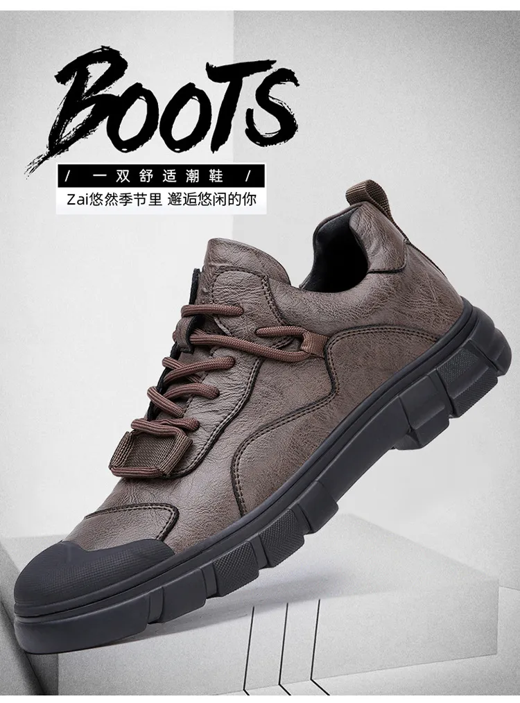 Men's Genuine Leather Casual Shoes - Breathable Versatile Trendy Sports Sneakers for Outdoor Hiking, Autumn 2025 Collection showcase 3