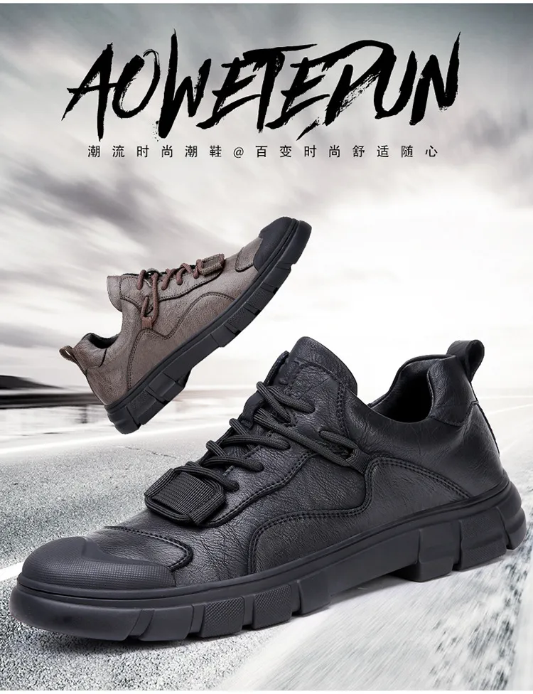 Men's Genuine Leather Casual Shoes - Breathable Versatile Trendy Sports Sneakers for Outdoor Hiking, Autumn 2025 Collection showcase 4