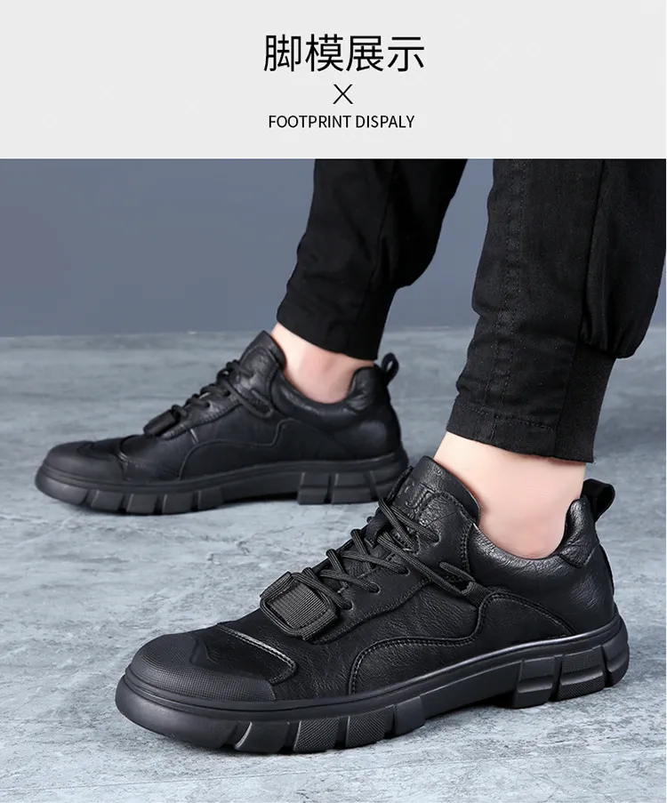 Men's Genuine Leather Casual Shoes - Breathable Versatile Trendy Sports Sneakers for Outdoor Hiking, Autumn 2025 Collection showcase 19