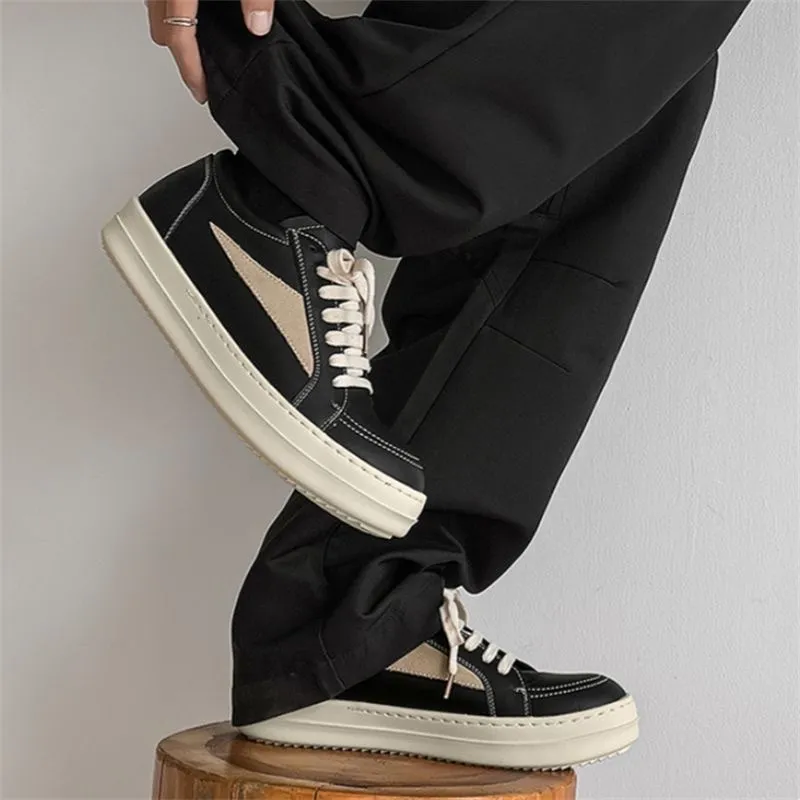 Men's Retro Low-Top Sneakers American Style, Inverted Triangle Design, Cleanfit Niche Shoes, Thick Sole, All-Match High Street German Training Trendy Shoes showcase 5
