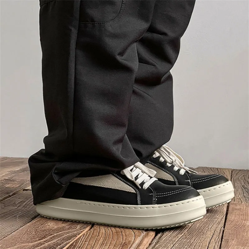 Men's Retro Low-Top Sneakers American Style, Inverted Triangle Design, Cleanfit Niche Shoes, Thick Sole, All-Match High Street German Training Trendy Shoes showcase 4
