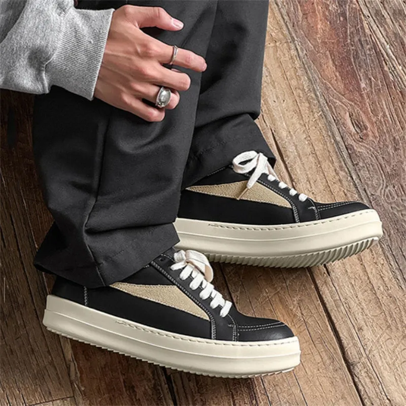 Men's Retro Low-Top Sneakers American Style, Inverted Triangle Design, Cleanfit Niche Shoes, Thick Sole, All-Match High Street German Training Trendy Shoes showcase 3